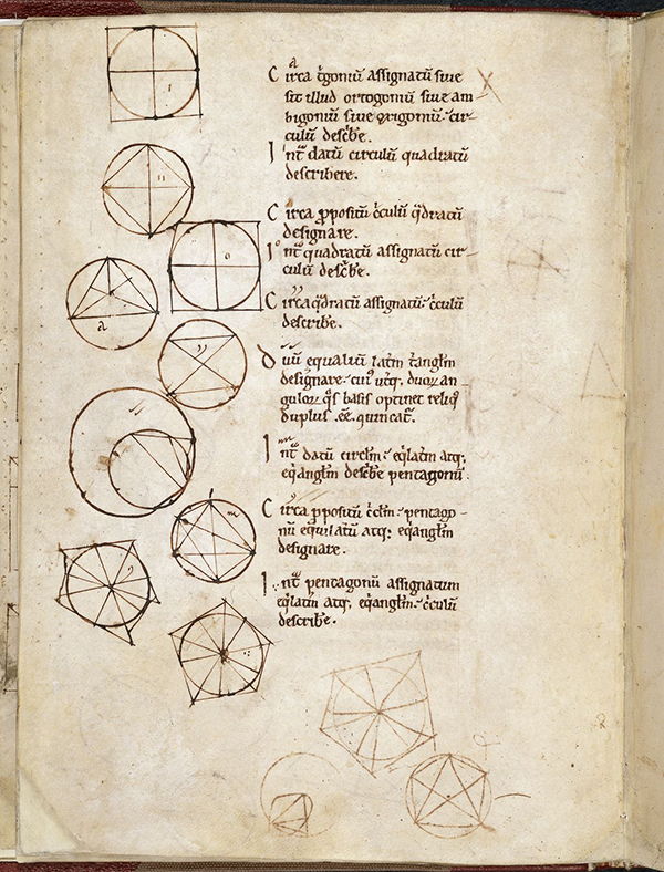 Folio 11v from 12th Century English manuscript of Latin translation of Eucild's Elements by Adelard of Bath