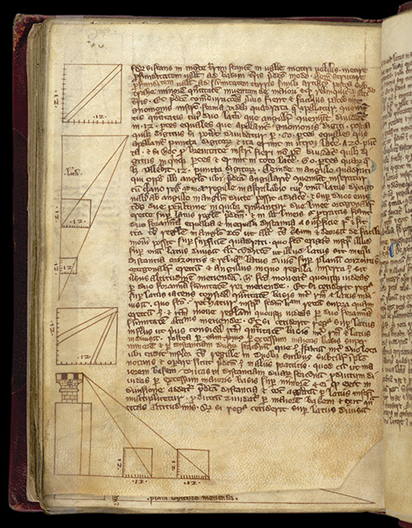 Folio 153v from a 13th century English manuscript containing work based on Gerbert's geometry