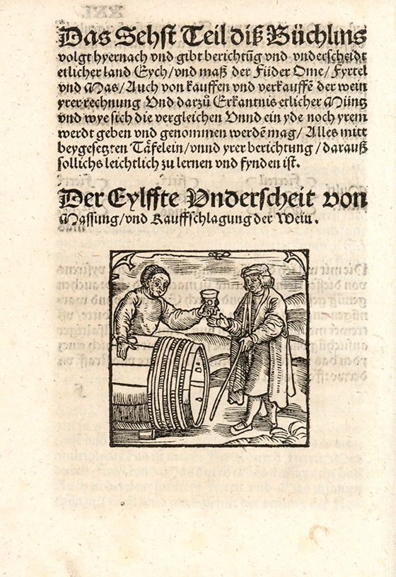 Fifth image of barrel measurement from Eyn new geordnet vysirbuch by Jacob Köbel, 1515