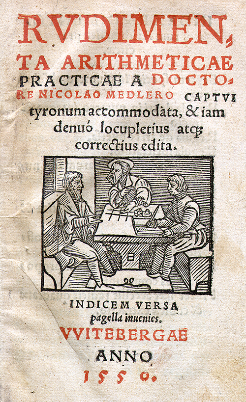 Title page of Rudimenta arithmeticae by Nicholaus Medler, 1550