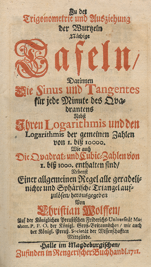 Title page of Trigonometrie by Christian Wolff, 1711