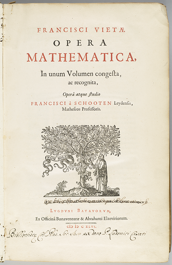 Title page of van Schooten's translation of Viete's works (1641).