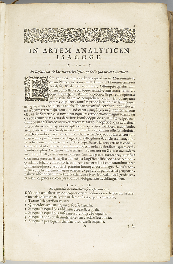 Page 1 of van Schooten's translation of Viete's works (1641).
