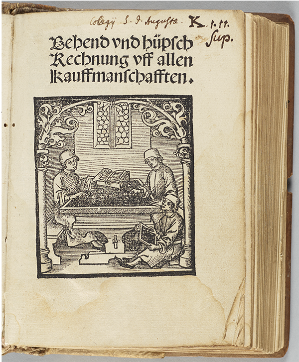 Title page for 1508 edition of Widman's Behend und hüpsch Rechnung uff [auf] allen Kauffmanschafften.