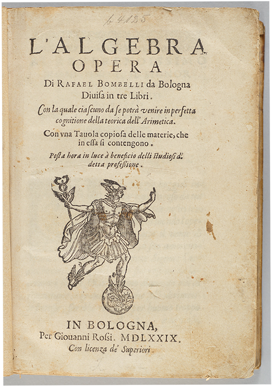 Title page from 1579 edition of Rafael Bombelli's L’Algebra Opera.