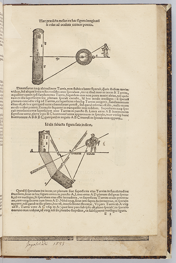 Two additional diagrams illustrating measuements from Quadrans Apiani astronomicus by Peter Apian, 1532
