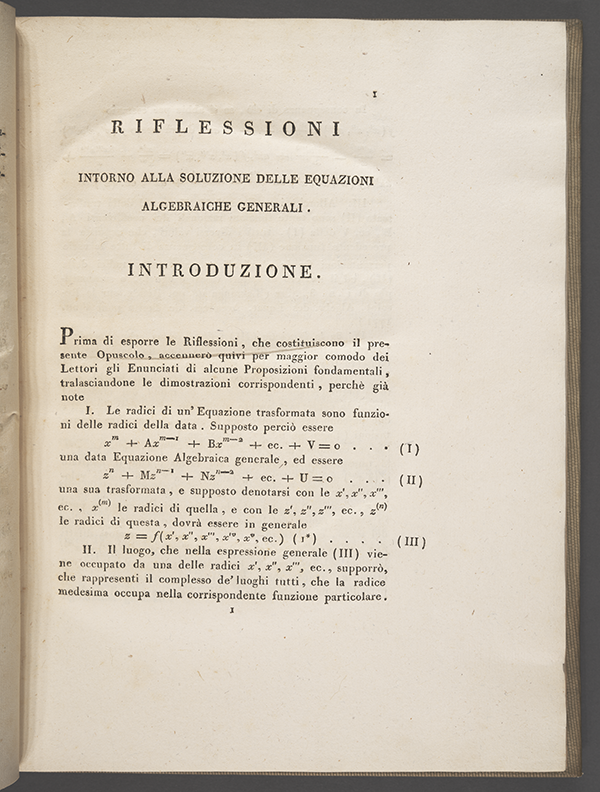 Ruffini's Riflessioni intorno alla soluzione delle equazioni algebraiche first page