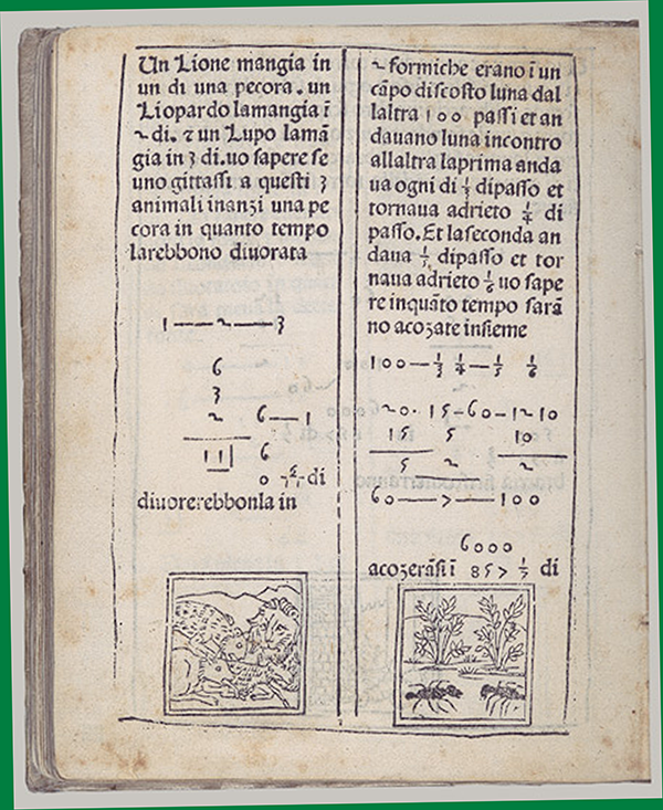 Page from Filippo Calandri's 1491 Trattato di arithmetica.