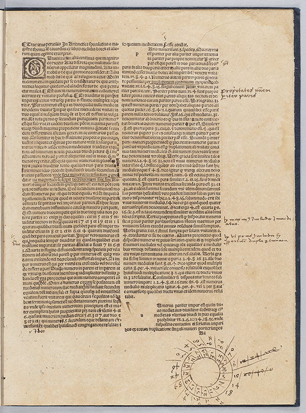First page of Arithmethica by Thomas Bradwardine, 1513