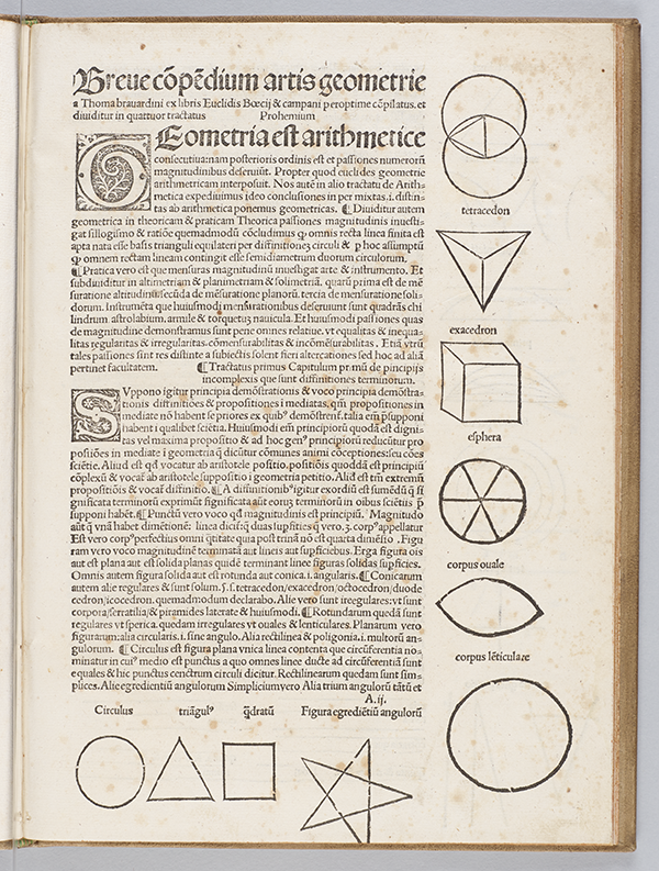 First page of Geometria speculativa by Thomas Bradwarine, 1511