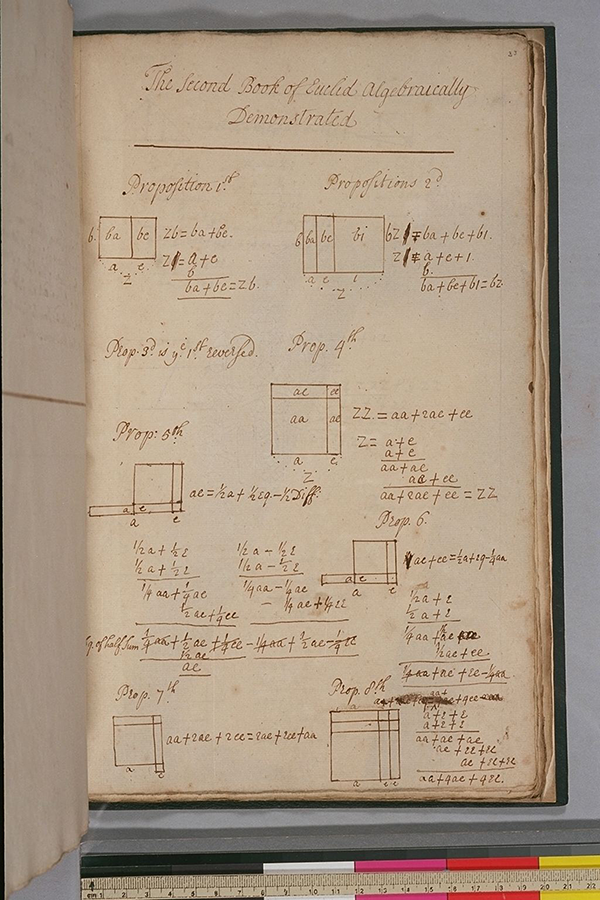 Folio 33 of a 17th century English university student's mathematical notes