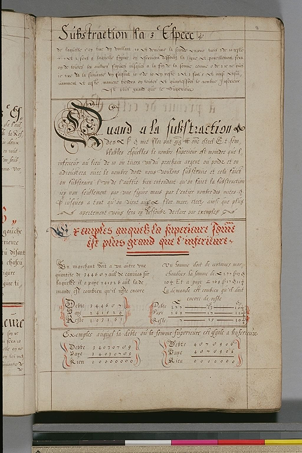 Folio 8 of a Flemish commercial arithemtic manuscript, circa 1600
