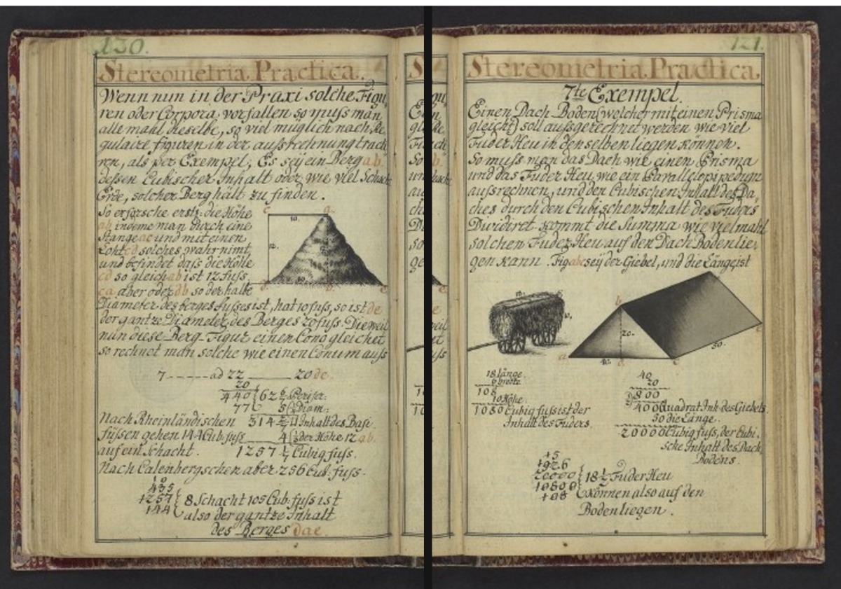 Examples from anonymous 18th-century German geometry manuscript.