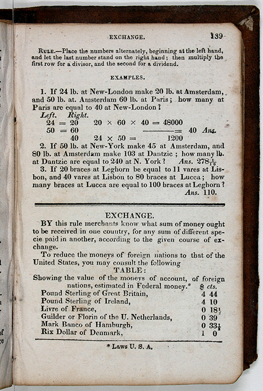 Page 139 of 1829 edition of Nathan Daboll's Schoolmaster's Assistant.