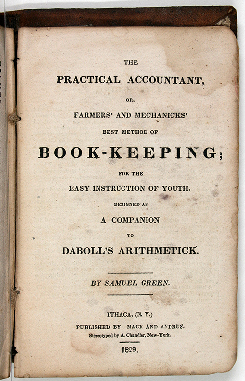 Supplement on bookkeeping in 1829 edition of Nathan Daboll's Schoolmaster's Assistant.