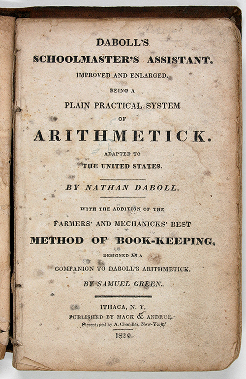 Title page of 1829 edition of Nathan Daboll's Schoolmaster's Assistant.