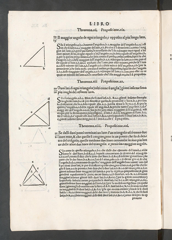 Folio 21 verso of Tartaglia's 1543 Euclid