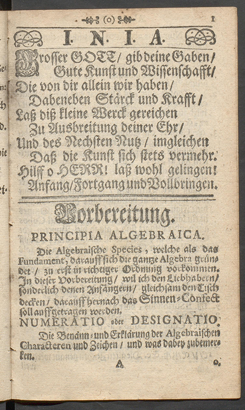 Page 1 of Deliciae Mathematicae by Paul Halcken, 1719