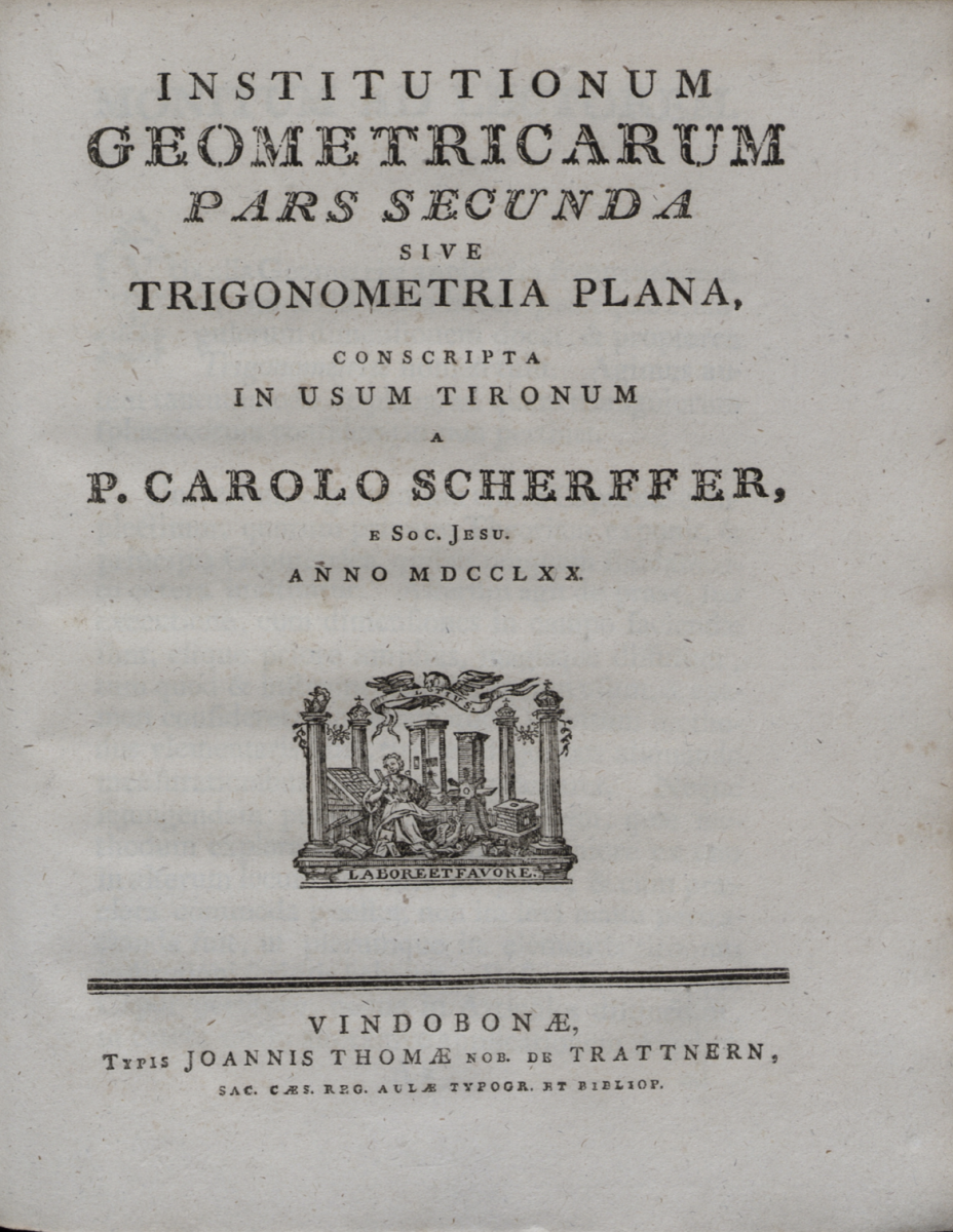Volume 2 of Institutionum Geometricarum by Karl Scherffer, on trigonometry.