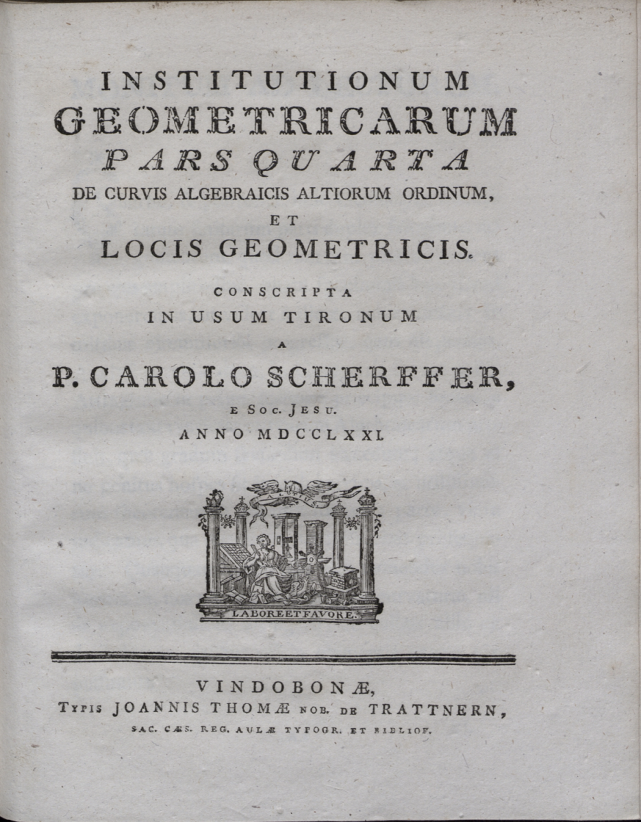 Volume 4 of Institutionum Geometricarum by Karl Scherffer, on higher-order algebraic curves.