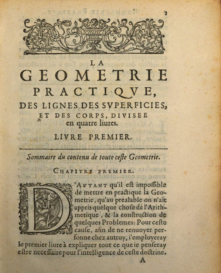 First page of Jean Boulenger’s 1634 La Geometrie pratique.