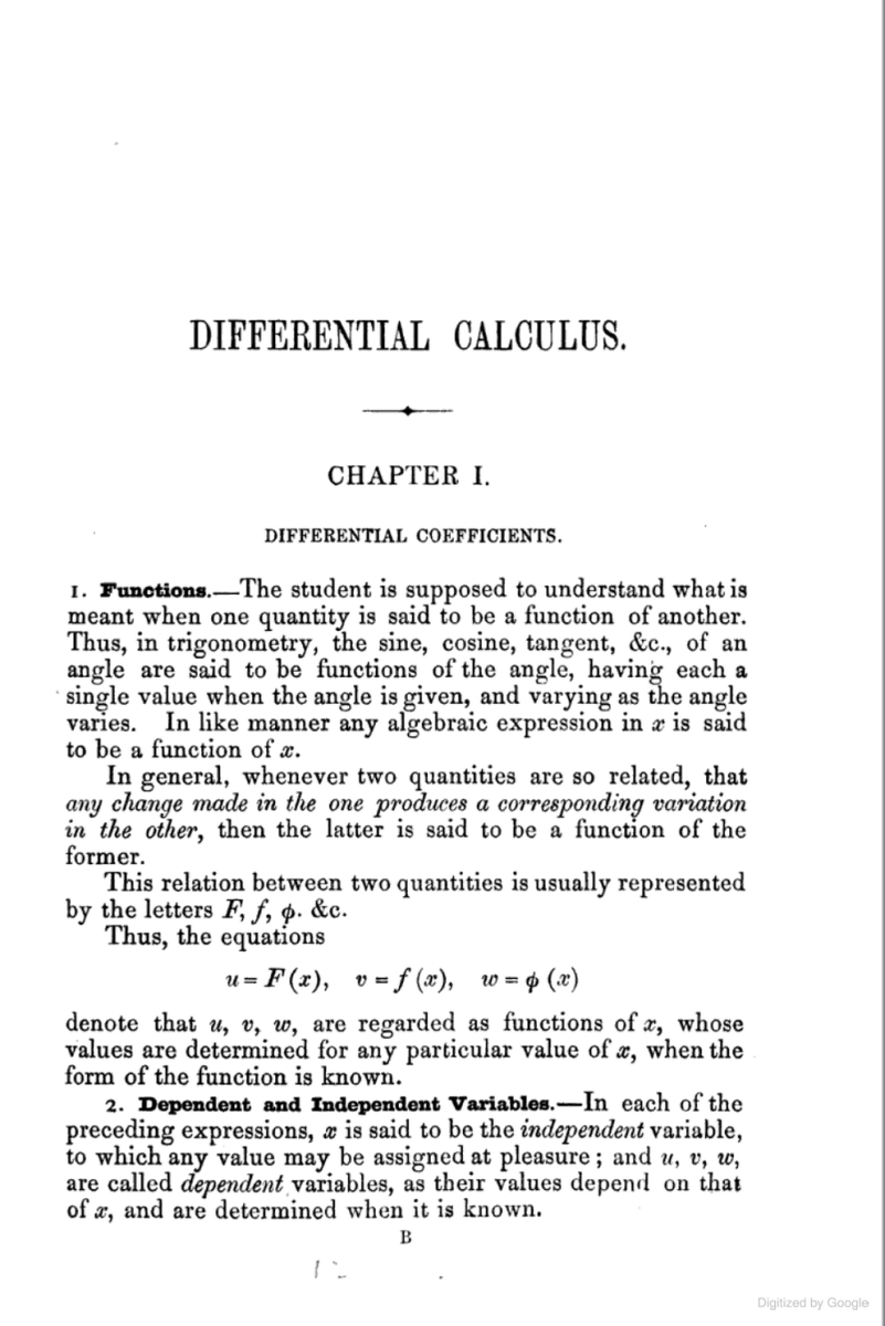 Page 1 of Benjamin Williamson's 1872 An Elementary Treatise on the Differential Calculus.