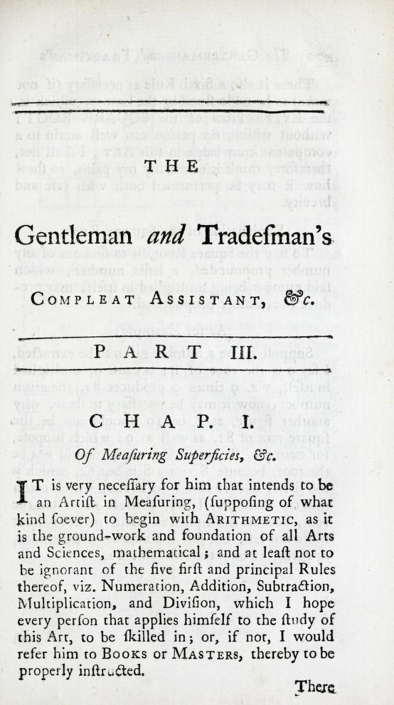 Page 1 from Leadbeater’s The Gentleman and Tradesman’s Compleat Assistant (1769).