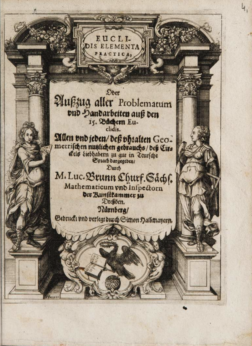 Title page of Lucas Brunn's 1625 German translation of Euclid's Elements.