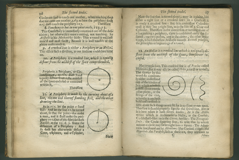 Pages from The Way to Geometry, a 1636 English translation of a text written in 1596 by Peter Ramus.