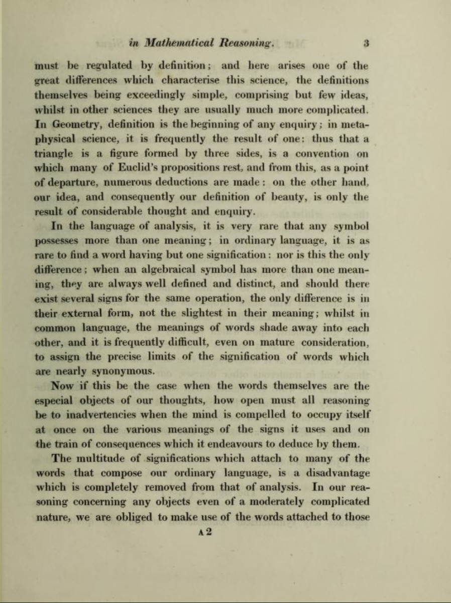 Page 3 of Babbage's article, “On the influence of signs in mathematical reasoning.”