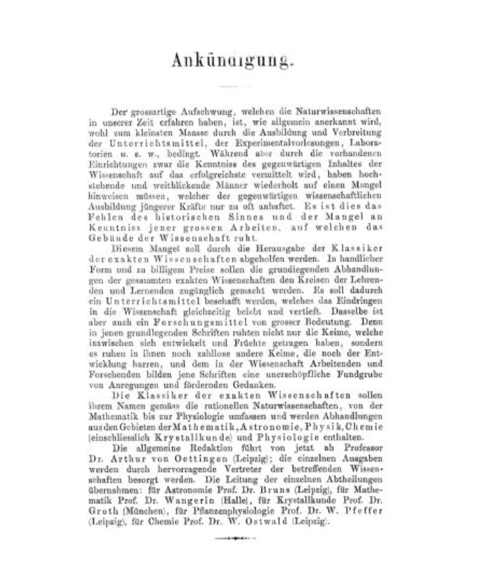 Advertisement from the 1900 German translation of Monge's early geometrical writings.