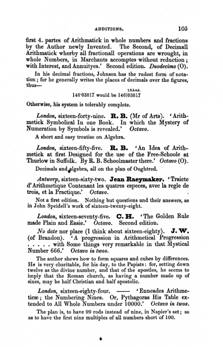 Page 105 from De Morgan's 1847 Arithmetical Books.