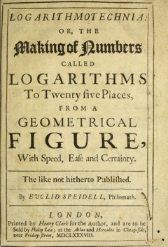 Title page of Euclid Speidell's 1688 Logarithmotechnia.