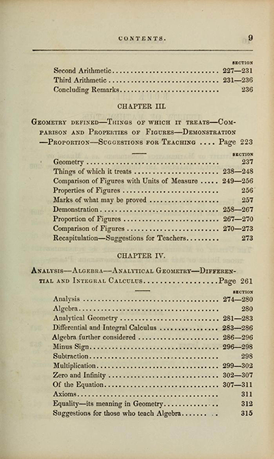 Table of Contents, Charles Davies, The Logic and Utility of Mathematics
