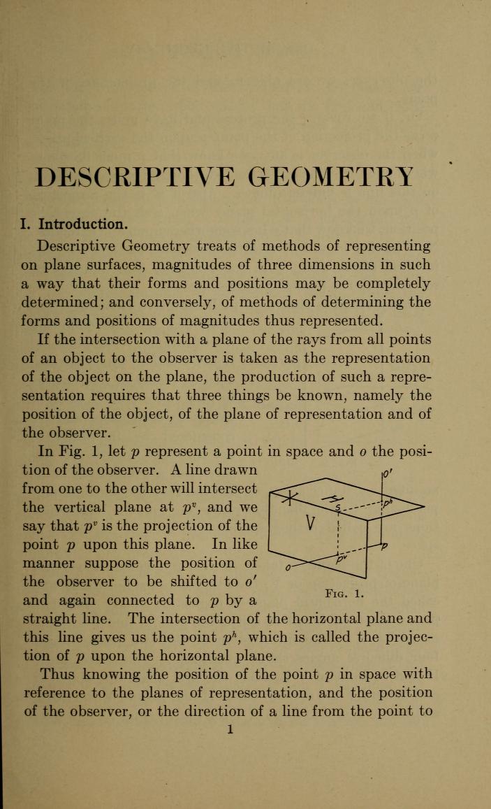 Page 1 of Descriptive Geometry by William L. Ames and Carl R. Wischmeyer.