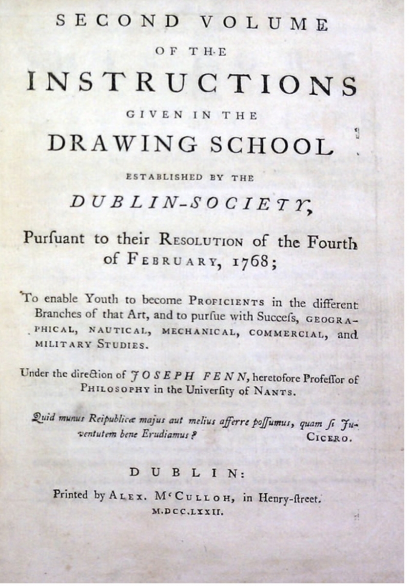 Title page for 1772 second volume of Joseph Fenn's Instructions for a Drawing School.