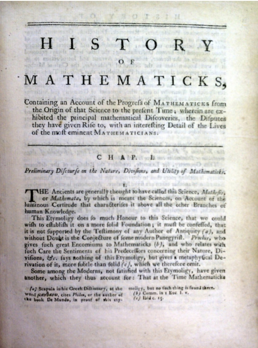 History of mathematics section in 1772 second volume of Joseph Fenn's Instructions for a Drawing School.