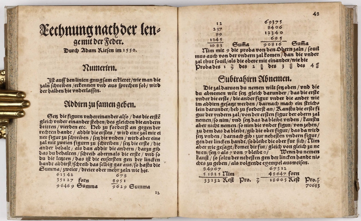 Folio 43 from Adam Riese's 1550 Rechenung nach der Lenge.