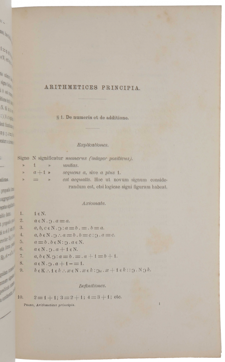 First page of Peano's 1889 Arithmetices Principia.
