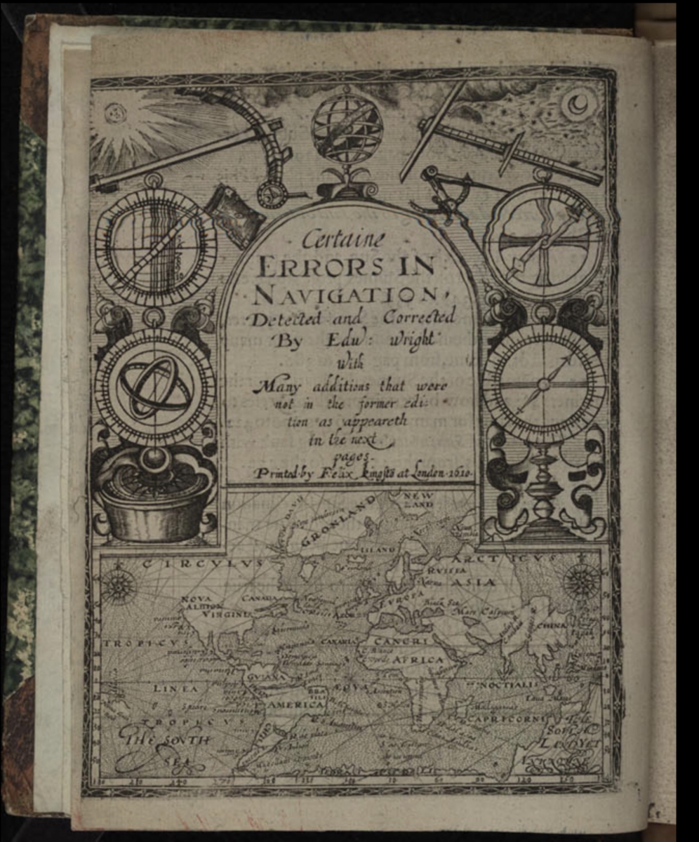 Title page of Edward Wright's Certaine Errors in Navigation.