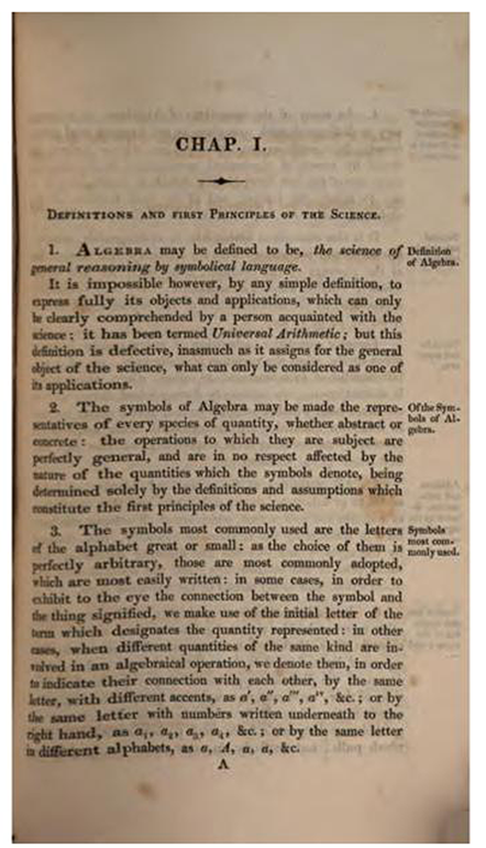 First page of Treatise on Algebra by George Peacock, 1830