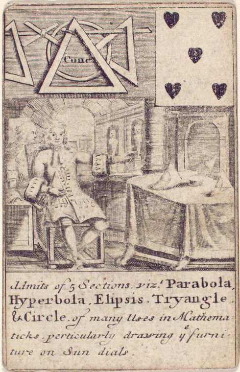 5 of hearts from 1702 deck of mathematical playing cards.