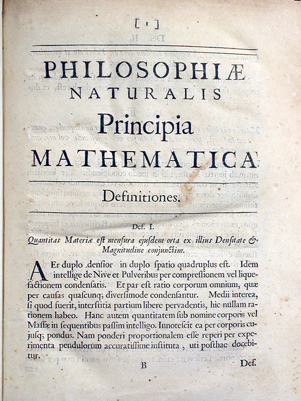 First page of Philosophiae Naturalis Principia Mathematica by Isaac Newton, 1687