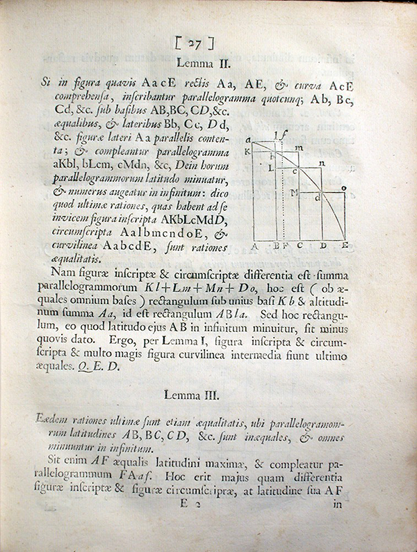 Page 27 of Philosophiae Naturalis Principia Mathematica by Isaac Newton, 1687