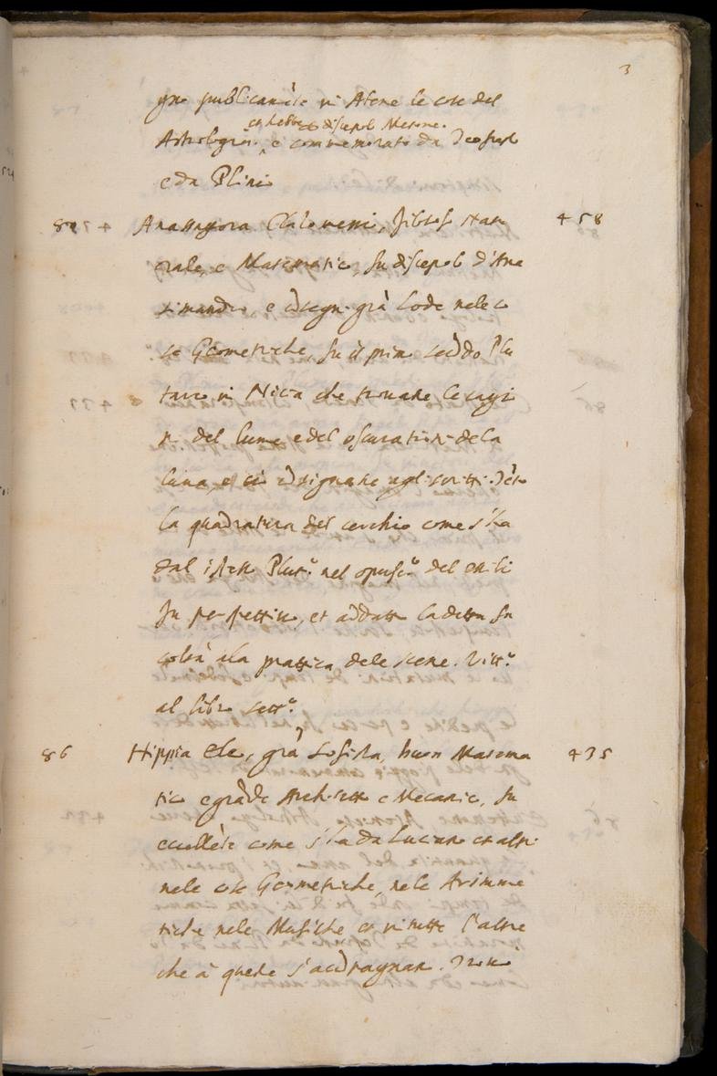 Folio 3 from a manuscript copy of Baldi's Cronica de matematici.