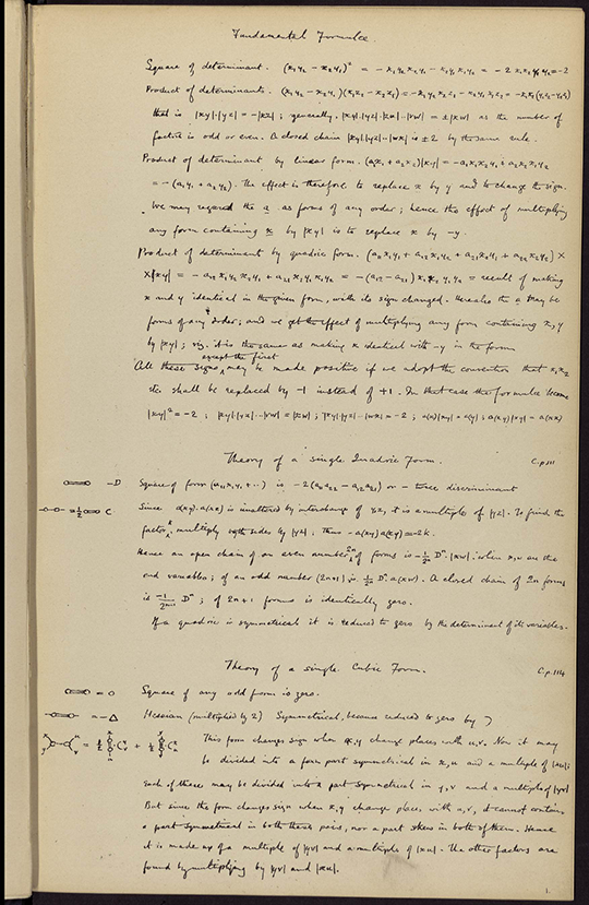 Facsimile of handwritten manuscript from Mathematical Fragments by William Clifford, 1881