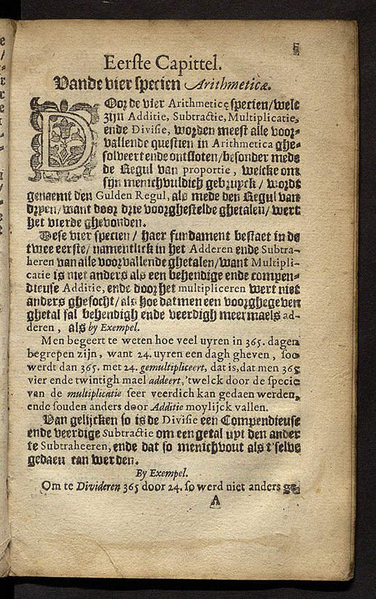 Page 1 of  Manuale arithmetice et geometrie practice by Adriaan Metius, 1634