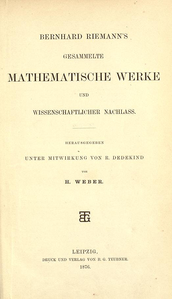 Title Page of Riemann's Gesammelte Mathematische Werke