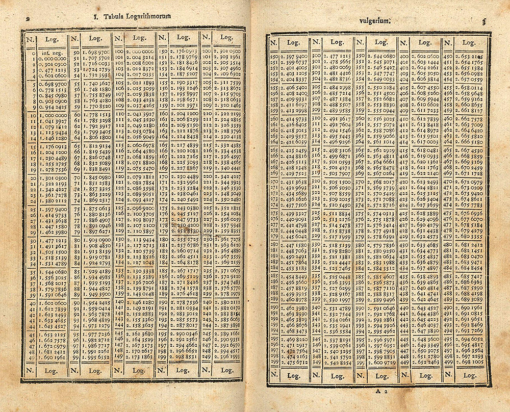 Table from a book by Georg Vega.