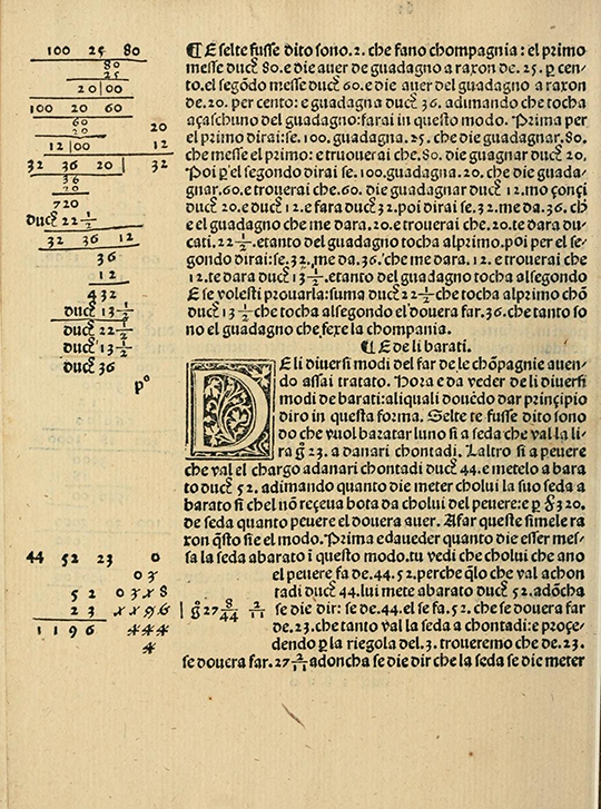 Mathematics of bartering from Borghi's Arithmetic (1484).